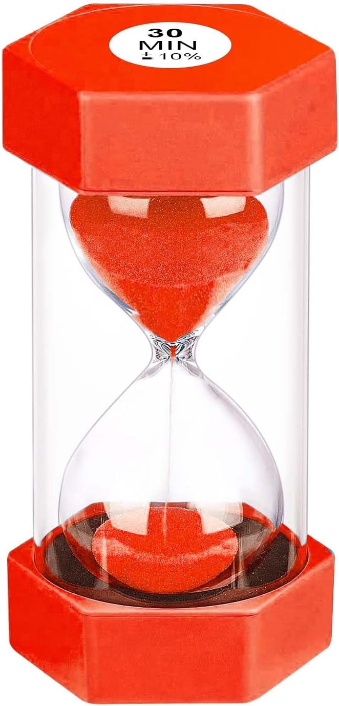 30 Minute Hourglass Sand Timer, Unbreakable Hexagon Sand Clock, Plastic Sand Watch 30 Min, Reloj De Arena 30 Minutos, Colorful Hour Glass Sandglass for Classroom Games(Red)