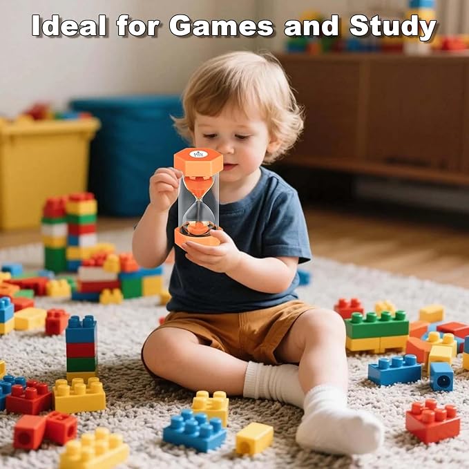 Hourglass 60 Minute Sand Timer, Plastic Orange Sand Clock 60 Min, Colorful Hour Glass Sandglass for Classroom Gmaes Decor (Orange)